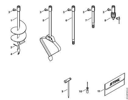 BT 121 BT 121-Z Barrenas, Herramientas, Accesorios extra de la marca Stihl