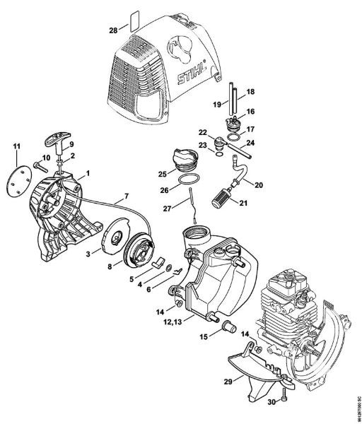 BT 130 BT 130-Z Mecanismo de arranque, Depósito de combustible de la marca Stihl
