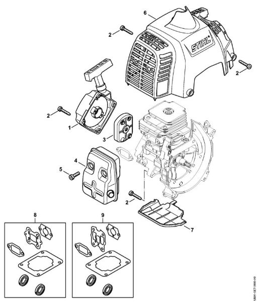 BT 230 BT 230 Mecanismo de arranque, Silenciador de la marca Stihl