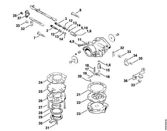 BT 360 BT 360 Carburador LA-S168, LA-S221 de la marca Stihl
