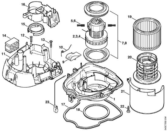 Aspiradores (SE) SE 121 Cárter de motor, Motor eléctrico, Filtro de la marca Stihl