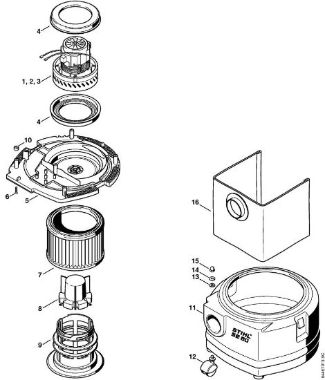 Aspiradores (SE) SE 60 C Motor eléctrico, Filtro, Recipiente de la marca Stihl