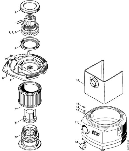 Aspiradores (SE) SE 60 E Motor eléctrico, Filtro, Recipiente de la marca Stihl
