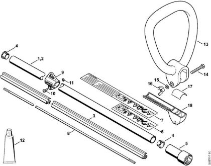 Escoba cilí­ndrica (KW) KW 85 Vástago, Manillar tubular cerrado de la marca Stihl