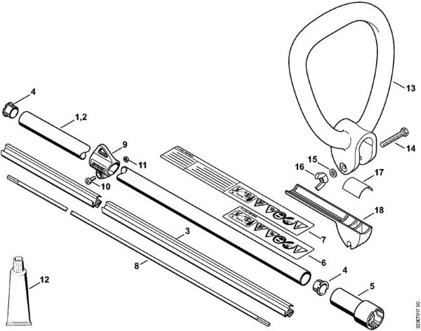 Escoba cilí­ndrica (KW) KW 85 Vástago, Manillar tubular cerrado de la marca Stihl
