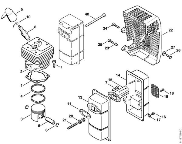 P 835, P 840 P 835 Cilindro, Silenciador de la marca Stihl