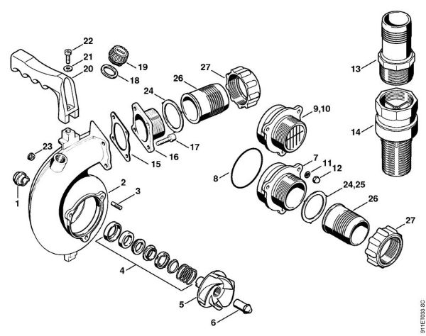 P 835, P 840 P 840 Carcasa de la bomba P 840 de la marca Stihl