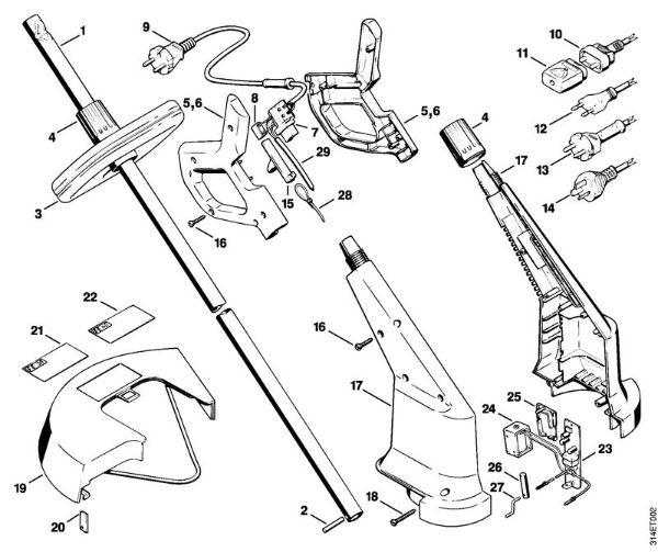 Cortabordes eléctricos (FE, FSE) FE 35 Empuóadura, Carcasa de la marca Stihl