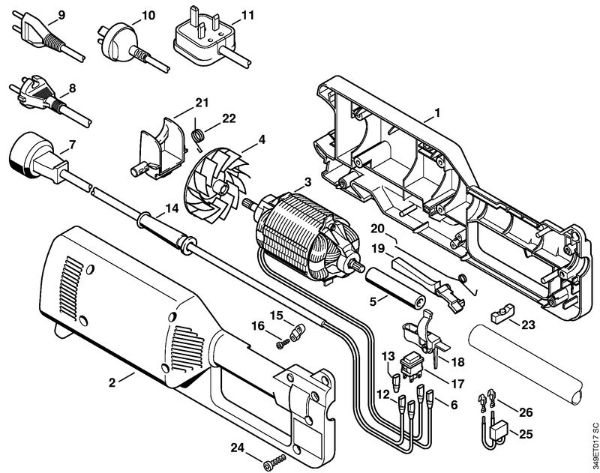 Cortabordes eléctricos (FE, FSE) FE 55 Carcasa, Motor eléctrico de la marca Stihl