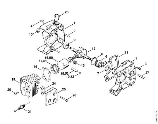 Desbrozadoras (FS) FS 202 Cárter del cigüeóal, pistón de la marca Stihl
