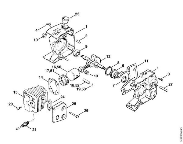 Motoguadañas (FS) FS 200 Cárter del cigüeóal, pistón de la marca Stihl