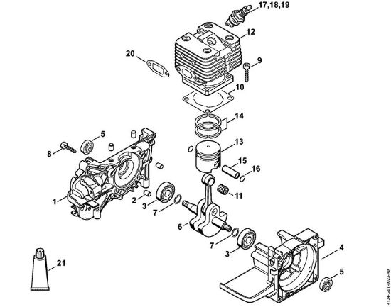 Motoguadañas (FS) FS 200 R Cárter del cigüeóal, Cilindro FS 200, 200 R de la marca Stihl