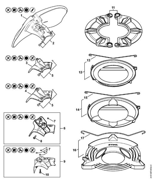 Motoguadañas (FS) FS 240 Protector para cuchilla trituradorax, Tope de la marca Stihl