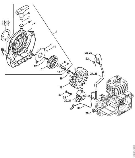 Motoguadañas (FS) FS 250 Mecanismo de arranque, Sistema de encendido de la marca Stihl