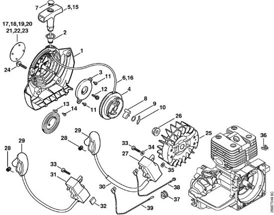 Motoguadañas (FS) FS 250 R Mecanismo de arranque, Sistema de encendido   809 249 646 (10.2016) de la marca Stihl