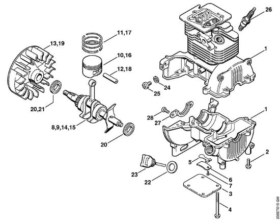 Motoguadañas (FS) FS 25-4 Cárter del cigüeóal de la marca Stihl