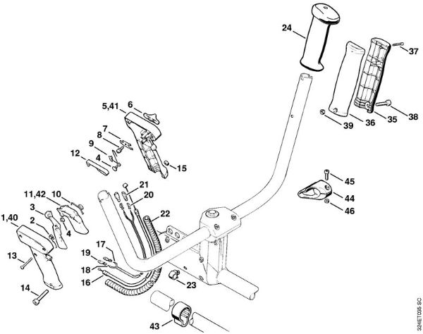 Motoguadañas (FS) FS 280 K Empuóadura de mando   3 54 341 645 (20.2002) de la marca Stihl