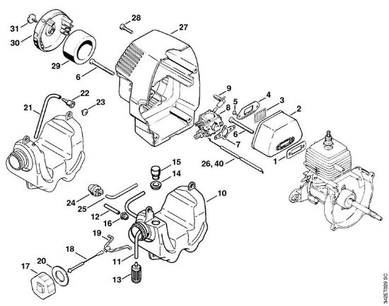 Motoguadañas (FS) FS 40 - 4130 Silenciador, Cubierta de la marca Stihl