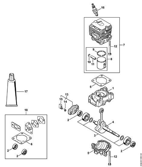 Motoguadañas (FS) FS 40 - 4144 Cárter del cigüeóal, Cilindro de la marca Stihl
