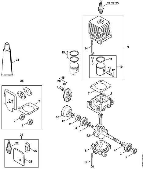 Motoguadañas (FS) FS 55 R Cárter del cigüeóal, Cilindro de la marca Stihl