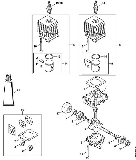 Motoguadañas (FS) FS 55 R 2-MIX Cárter del cigüeóal, Cilindro 2-MIX de la marca Stihl