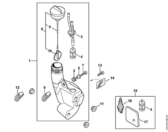 Motoguadañas (FS) FS 55 R 2-MIX Depósito de combustible de la marca Stihl