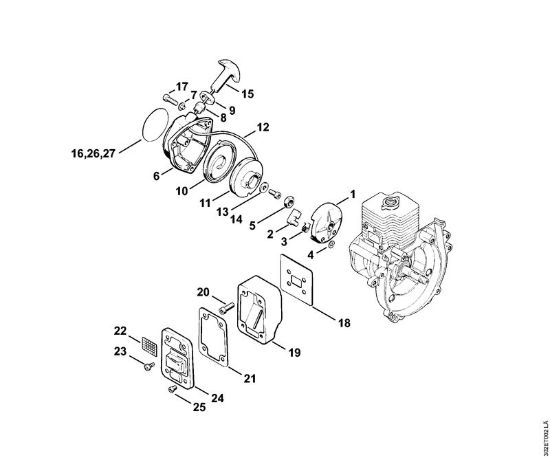 Motoguadañas (FS) FS 56 (4125) Mecanismo de arranque, Silenciador de la marca Stihl