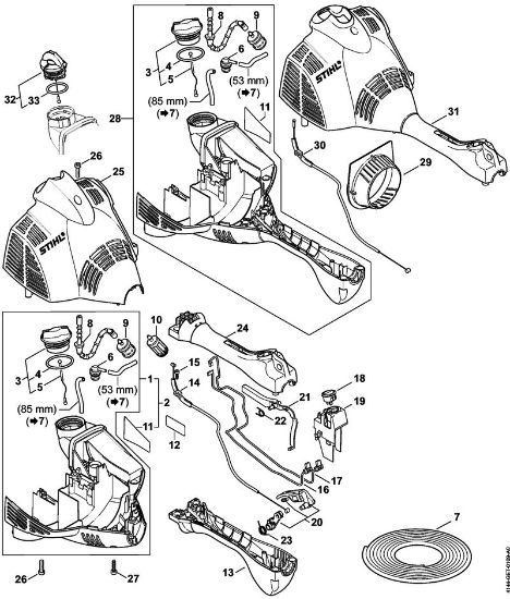 Motoguadañas (FS) FS 56 R Carcasa del motor (Manillar tubular cerrado) de la marca Stihl