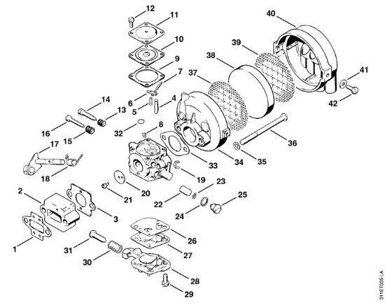 Motoguadañas (FS) FS 60 Carburador, Filtro de aire de la marca Stihl