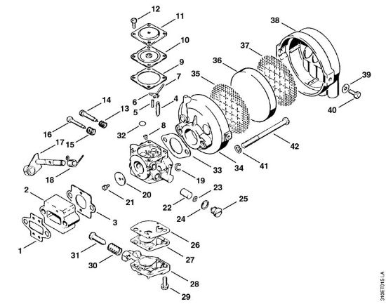 Motoguadañas (FS) FS 61 Carburador, Filtro de aire de la marca Stihl