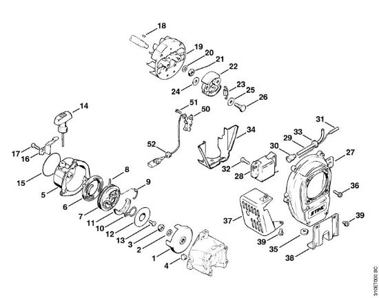 Motoguadañas (FS) FS 61 RE Mecanismo de arranque de la marca Stihl