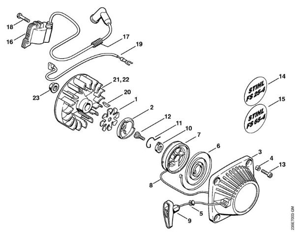 Motoguadañas (FS) FS 65-4 Mecanismo de arranque, Sistema de encendido de la marca Stihl