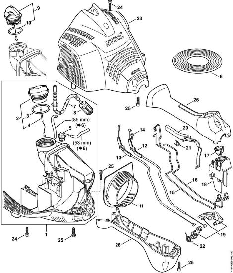 Motoguadañas (FS) FS 70 RC-E Carcasa del motor (Manillar tubular cerrado) de la marca Stihl
