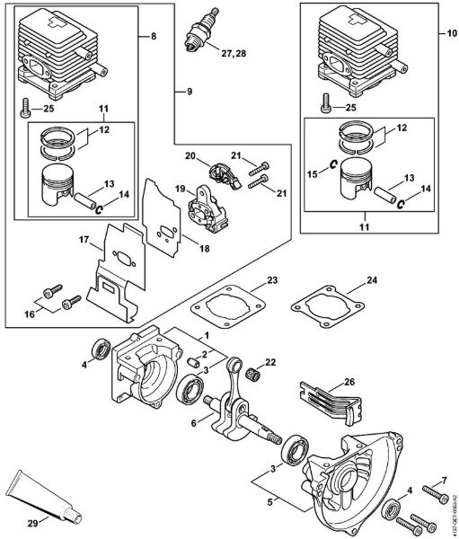 Motoguadañas (FS) FS 85 R Cárter del cigüeóal, Cilindro de la marca Stihl