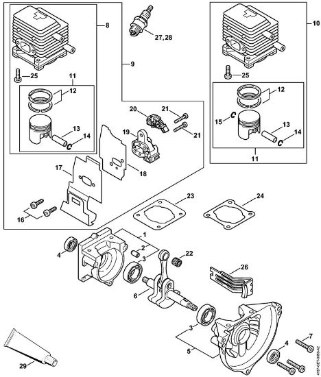 Motoguadañas (FS) FS 85 T Cárter del cigüeóal, Cilindro de la marca Stihl