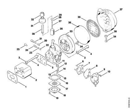 Motoguadañas (FS) FS 90 - 4117 Carburador, Filtro de aire de la marca Stihl