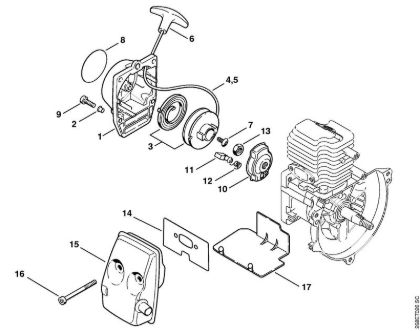 Motoguadañas de mochila (FR) FR 125 SEA FR 125 Mecanismo de arranque, Silenciador de la marca Stihl