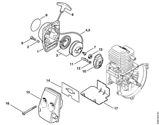Motoguadañas de mochila (FR) FR 125 SEA FR 125 Mecanismo de arranque, Silenciador de la marca Stihl