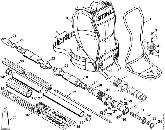Motoguadañas de mochila (FR) FR 350 Bastidor de porte, Vástago de la marca Stihl