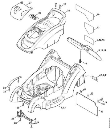 Â Cortacéspedes (RMA) RMA 370 Carcasa, Cubierta del motor de la marca Stihl