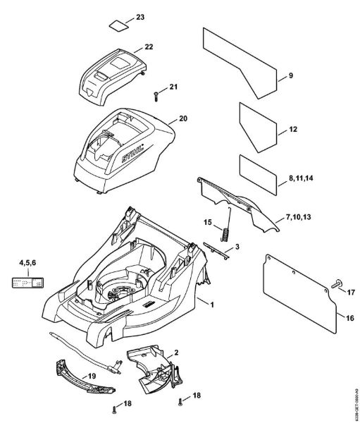 Â Cortacéspedes (RMA) RMA 410 C Carcasa, Cubierta del motor de la marca Stihl