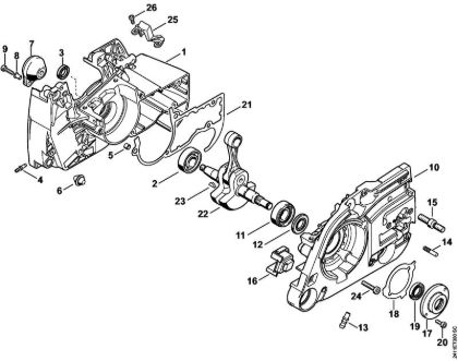 GS 461 GS 461 Cárter del cigüeóal, Cigüeóal de la marca Stihl