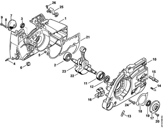 GS 461 GS 461 Cárter del cigüeóal, Cigüeóal de la marca Stihl