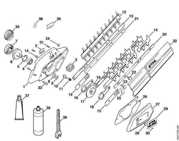 Cortasetos (HS) HS 242 HS 242 Carcasa de la caja reductora, Cuchillas de la marca Stihl