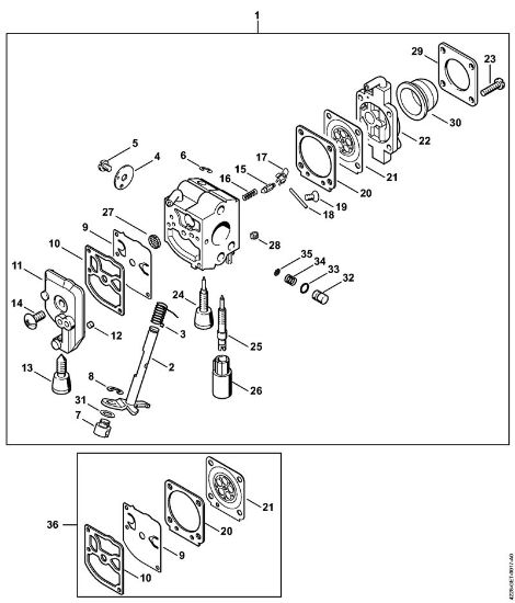 Cortasetos (HS) HS 45 Carburador C1Q-S67 de la marca Stihl