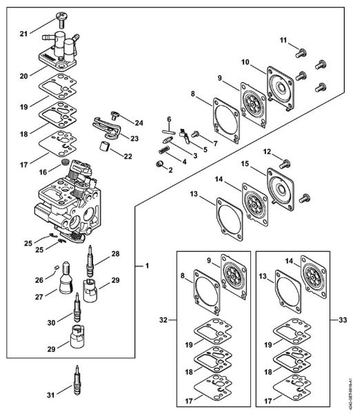 Cortasetos (HS) HS 46 Carburador C1T-S195 de la marca Stihl