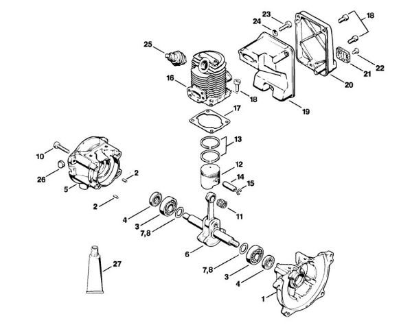 Cortasetos (HS) HS 61 Cárter del cigüeóal, Cilindro de la marca Stihl