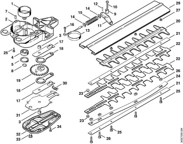 Cortasetos (HS) HS 72 Carcasa de la caja reductora, Dispositivo de corte 420 mm de la marca Stihl