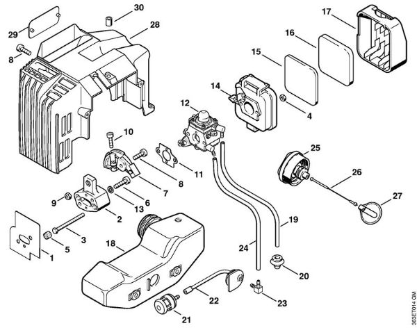 Cortasetos (HS) HS 76 Filtro de aire, Depósito de combustible de la marca Stihl