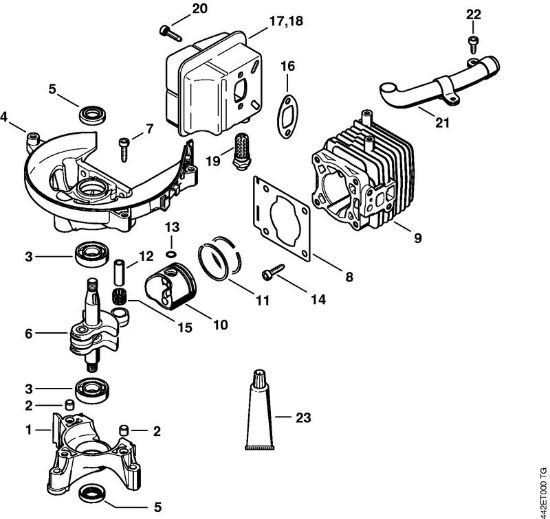 Cortasetos (HS) HS 86 T Cárter del cigüeóal, Cilindro de la marca Stihl